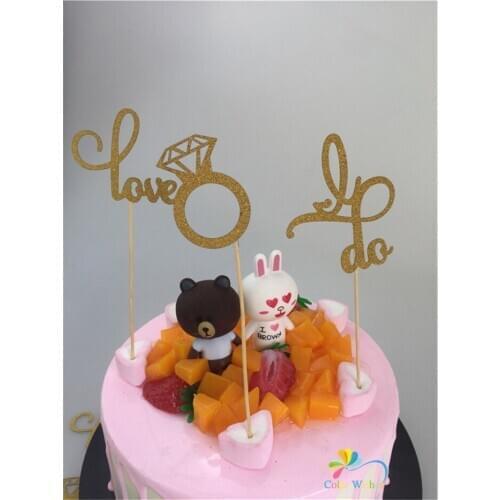 Set of 12 I Do, Love, Engagement Ring Cupcake Topper Bachelor Party Cake Topper Wedding Bridal Shower Decoration