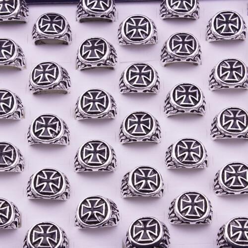 New Fashion Cross Rings Men 20 Pieces Mix Size(8 9 1 0 11)Wholesale Black Rings Jewelry Factory Price Free Shipping