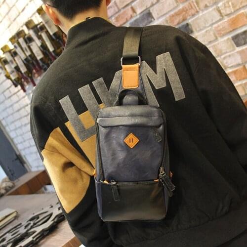 New Men Fashion High Quality Pu Leather Chest Pack Designed Casual Single Shoulder Crossbody Bag