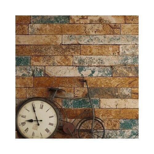 Antique brick wall paper 3D three dimensional brick culture stone wallpaper clothing store restaurant Internet bar decoration