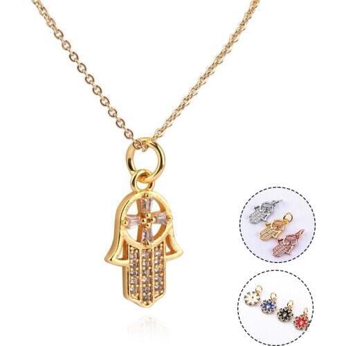 Handmade DIY devils eye necklace pendant female Palm jewelry accessories electroplated brass sunflower simple