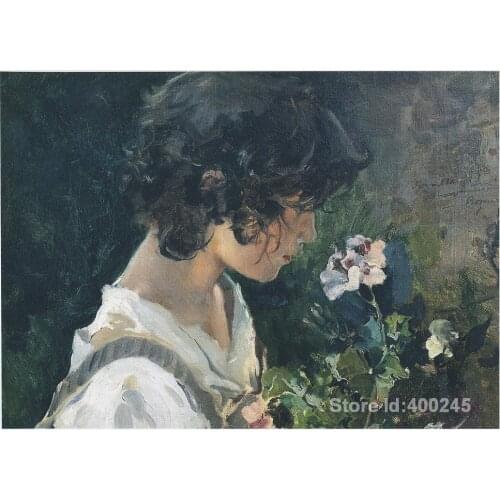 Beach art scenes Handpainted oil paintings Italian Girl with Flowers Joaquin Sorolla y Bastida High quality
