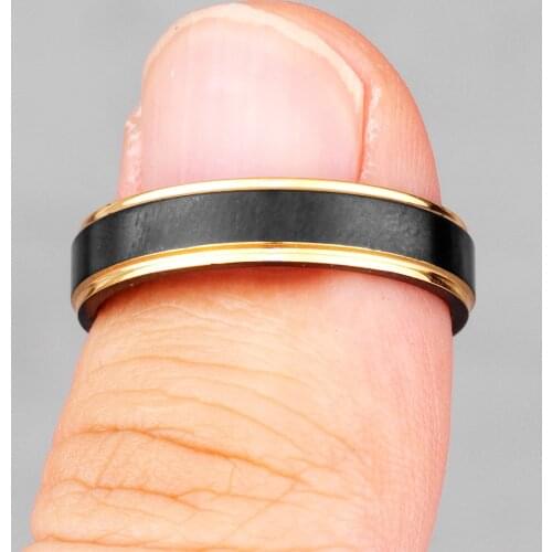 Simple Black Gold Drawing Stainless Steel Mens Rings Trendy Charm For Male Boyfriend Biker Jewelry Creativity Gift Wholesale