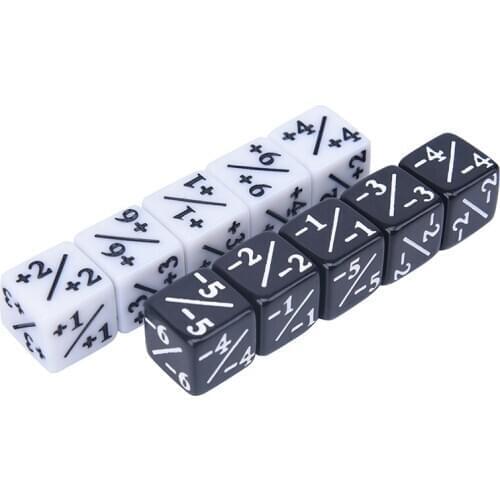 WOADA 10 x Dice Counters 5 Positive +1/+1 & 5 Negative -1/-1 For Magic The Gathering Table Game Funny Dices Arithmetic Toys