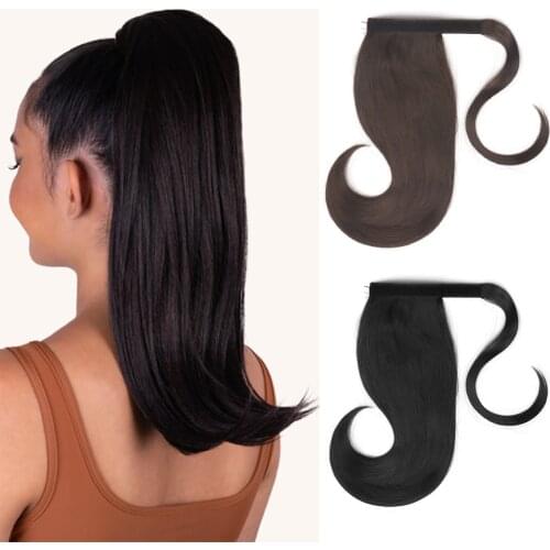 XINRAN Bounce Wraparound Ponytail Hair Pieces Synthetic Straight Hair Extensions With Combs Warp Ponytails For Women