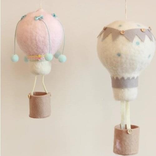 Nordic Girls Boys Kids Room Wool Felt Ball Hot Air Balloon Hanging Decorations Home Party Wedding Christmas Tree Wall Decorative
