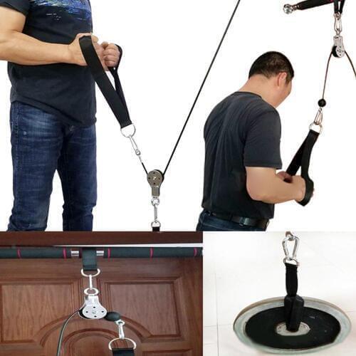 Fitness DIY Pulley Cable Machine Attachment System Arm Biceps Triceps Blaster Hand Strength Trainning Home Gym Workout Equipment