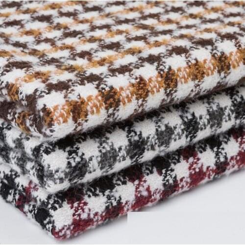 50X150cm Woolen Houndstooth Fabric For Sewing Coat Blazer Winter Thick Plaid Check Textiles Double Side Tweed Fabrics Telas