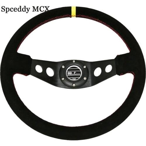 Universal 14" (350mm) Spar** Steering Wheel Black Suede Car Sports Deep Dish Steering Wheel Universal Car Modified SW20S0204