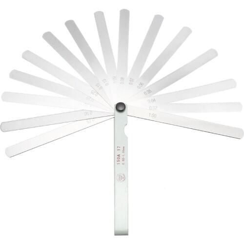 Uxcell Metric Thickness Feeler Gauge Mn Steel Measuring Tool for Gap Width 0.02-1.0mm 17 In 1