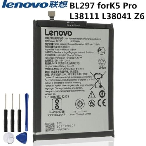 High Quality 4050mAh BL297 battery for Lenovo K5 Pro L38111 L38041 Z6 Lite 6.3 inch Cell Phone batteries +Tools