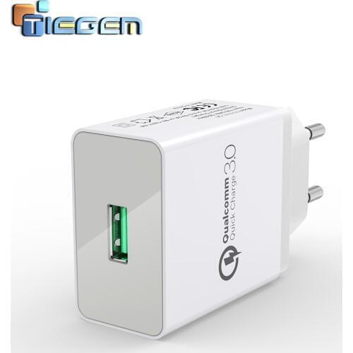 TIEGEM Quick Charge 3.0 USB Charger QC 3.0 Fast charging Universal Wall Charger Adapter Travel EU US Plug Mobile Phone Chargers