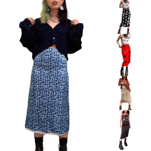 Women Trendy Personality Straight Skirt with Skull / Leopard Print High Waist Version Straight Design Summer Clothing 2021