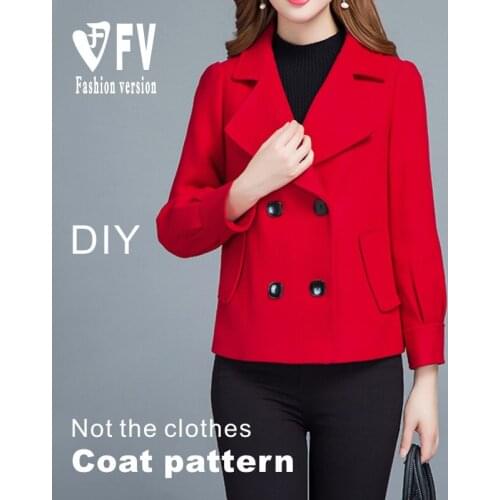 Ladies Short Lapel Jacket Coat Pattern 1:1 Garment Cutting Design Drawing BWT-78