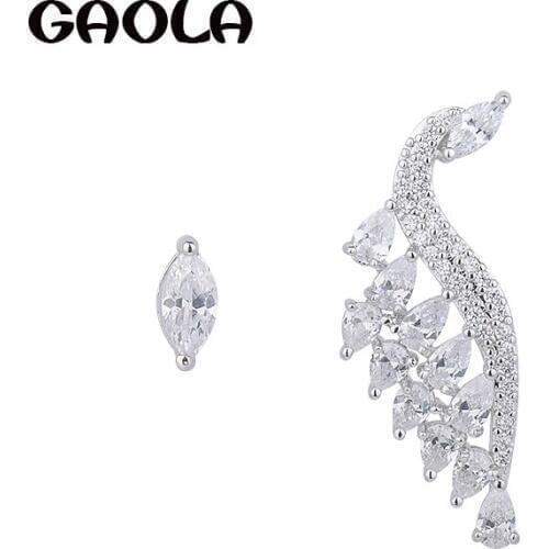 GAOLA Fashion New Design Marquise Cut AAA CZ Cubic Zirconia Women Stud Earrings Feather Wedding Earrings GLE5869Y