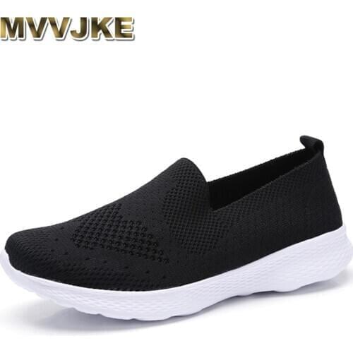 MVVJKEwomen sneakers breathable flat shoes mesh loafers casual shoes women boat shoes black comfortable Ballet shoes summer