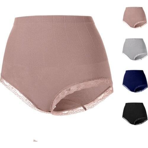 Women High Waist Abdomen Lingerie Body Shaping Underwear Female Stomach Breathable Postpartum Corset Panties Ladies Lace Briefs