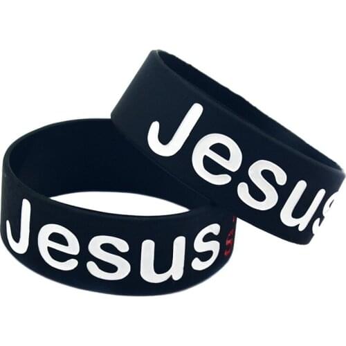 1PC Jesus Is My Savior Silicone Wristband 1 Inch Wide Debossed and Filled in Color