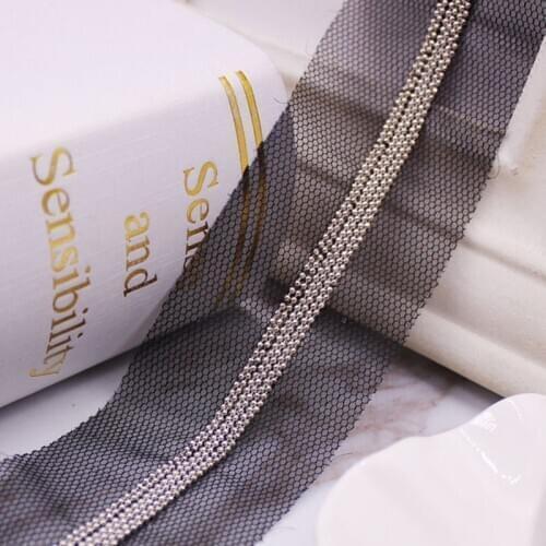 1yard 3cm wide metal beaded lace trim DIY clothing belt decorative accessories chain beads trim stage suit sewing lace belt