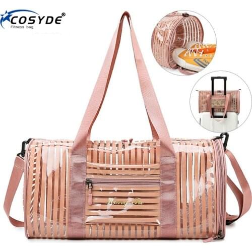 2020 Clear Pvc Gym Swimming Bag Dwaterproof Water Strip Round Sports Bags For Women Men Transparent Swim Beach Pool Fitness Bag