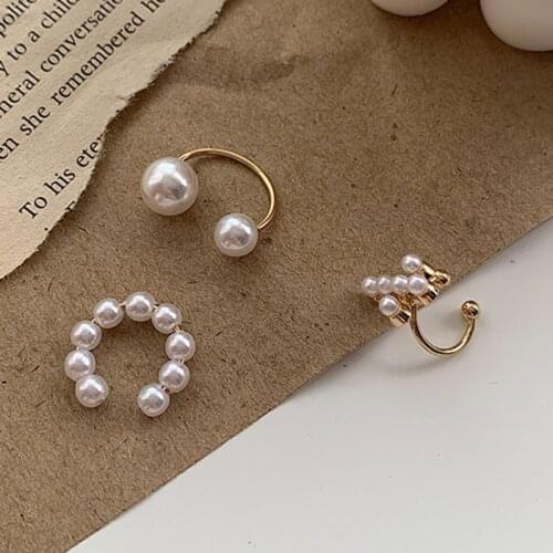 3 pcs Ear Cuff Cross Clip Pearl Earrings Fake Piercing Earcuffs For Women Earcuff Earings Jewelry No Hole Accessories