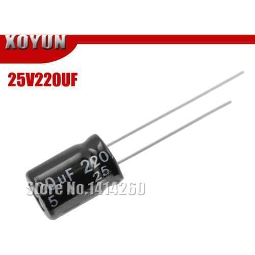 50PCS Higt quality 25V220UF 6*12mm 220UF 25V 6*12 Electrolytic capacitor