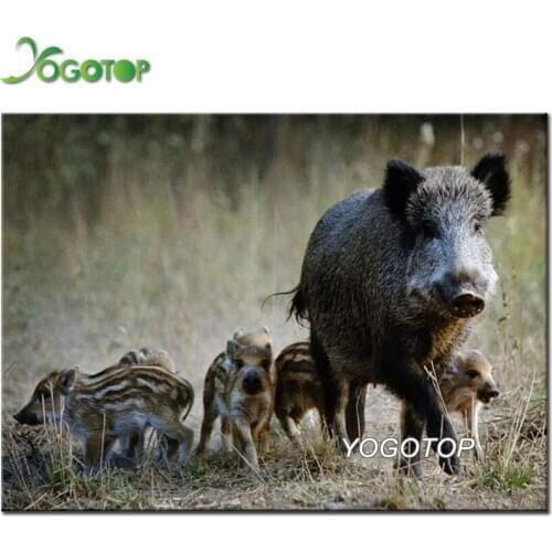 5D Diamond Painting Wild boar family 5D Square round Rhinestones Photo custom Diamond Embroidery Mosaic Handmade YY2417