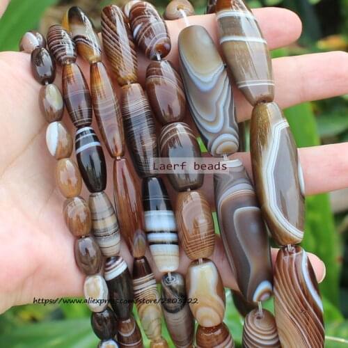 6-50mm Natural Coffe Botswana Agate Coffe Color Stripe agates Oval beads 15"/38cm , For DIY Jewelry making