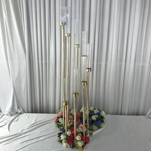 8 Heads Metal Candelabra Candle Holders Acrylic Wedding Table Centerpiece Flower Stand Candle Holder Candelabrum Home Decor