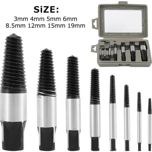 8pcs 3-19mm Screw Extractor Drill Bit Steel Tool Broken Speed Out Guide Set Broken Bolt Remover Easy Out Steel Tool Accessories
