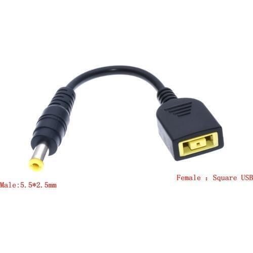 DC Square USB Plug Female To 5.5x2.5mm Male Power Adapter Converter Connector Cable Cord for Lenovo Thinkpad Charger Adapter