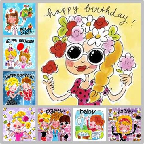 Diamond Painting Full Wheel 5D "Amsterdam Platinum" Diamond Embroidery Cross Stitch Rhinestone Diamond Mosaic Cartoon Girl Child