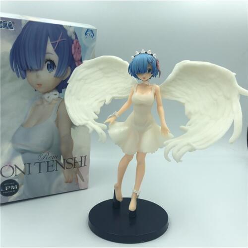Anime Re:Life in a different world from zero Angel wings Rem Transparent Dress PVC Action Figure Cute Rem Model Toys 23cm