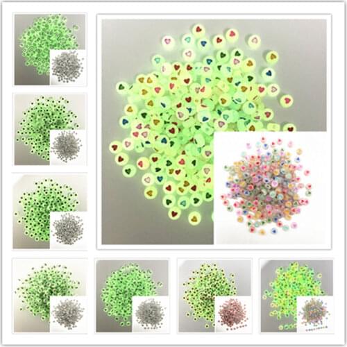 100pcs 7x4mm Luminous Letter Beads Acrylic Stars Peach Heart Beads DIY Beaded Material Early Education for Jewelry Making