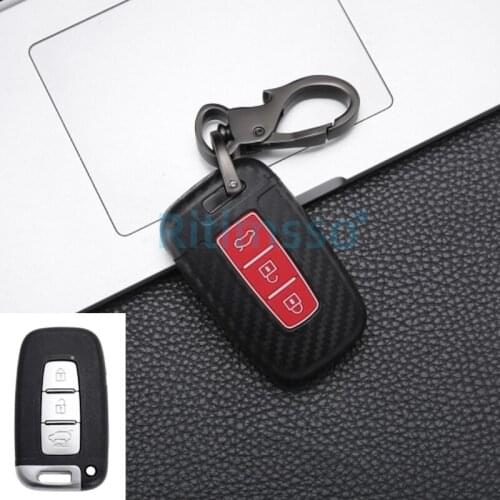 Carbon Fiber ABS Key Case Cover for Hyundai Solaris HB20 Veloster SR IX35 Accent Elantra I30 for KIA RIO K2 K3 Sportage