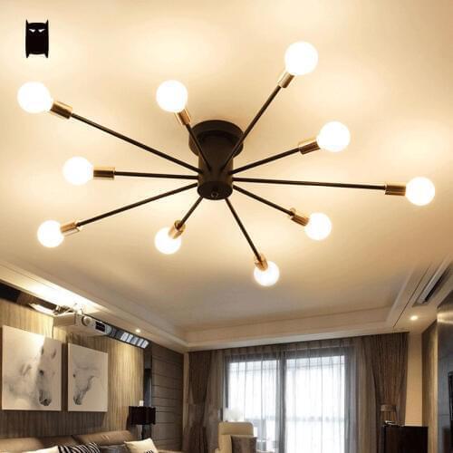 Black White Iron Branch Ceiling Light Fixture Modern Vintage Loft Hanging Lamp Plafon Lustre Luminaria for Bedroom Study Room