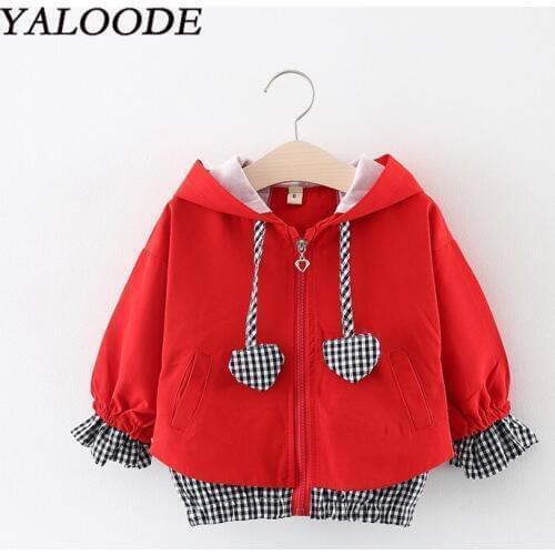 Baby Clothes Cartoon Heart Plaid Pattern Baby Girl Jackets Coats Toddler Kids Jacket Outwear Baseball Windproof Children Clothes