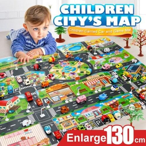 Kids Play Mat City Road Buildings Parking Map Game Scene Home Traffic Map Kids Carpet Map Educational Toys Gifts For Children
