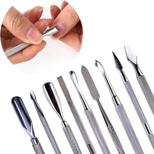 1 pcs 2 Ways Cuticle Pusher Double-ended Stainless Steel 9 Shapes Repousse Cuticule Pusher For Manicure Nail Art Tool GL01-09