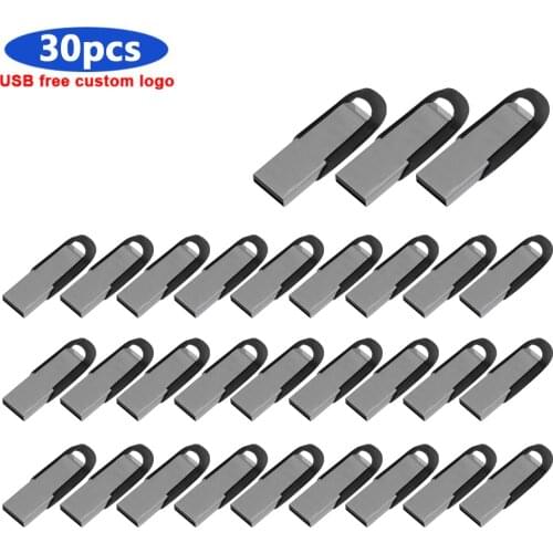 Bulk 30pcs free Custom logo Pen deive Metal USB Flash Drive USB 2.0 Memory Stick 4GB 8GB 16GB 32GB 64GB Waterproof U disk