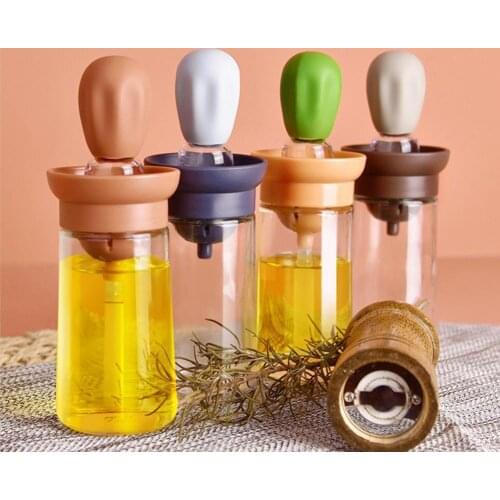 180ml Leak-proof Oil Bottle with Silicone Brush Glass Filtration Residue Oil Container Bottle Cooking Tools Dropshipping 2021