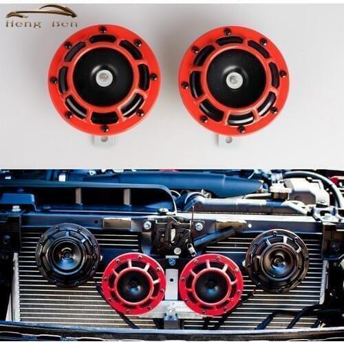 HB New RED SUPER LOUD BLAST TONE GRILL MOUNT 12V ELECTRIC COMPACT CAR HORN 335HZ/400HZ