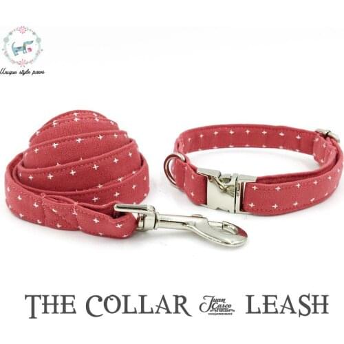 Watermelon Red Collar Match Leash Personal Custom Adjustable Pet Puppy Cotton Dog &Cat Necklace