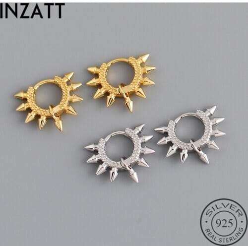 INZATT Real 925 Sterling Silver Cone Hoop Huggies Earrings For Fashion Women Party Fine Jewelry Punk Minimalist Accessories