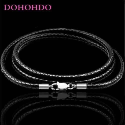 1-3mm Leather Cord Necklace 40-80cm Cord Wax Rope Lace Chain With Stainless Steel Lobster Clasp For DIY Pendant Necklace Jewelry
