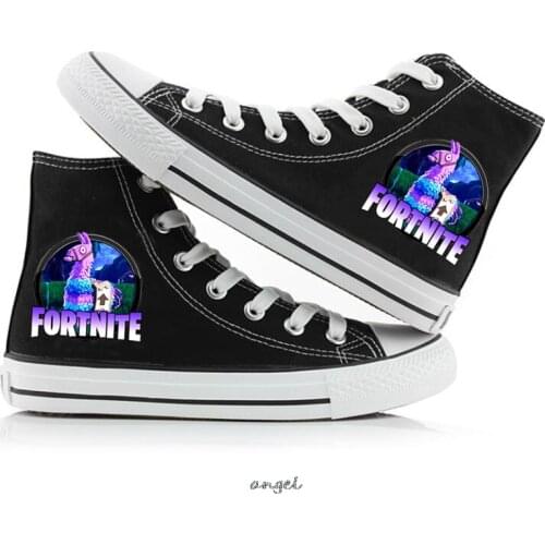 Fortnite Printed Canvas Sneakers Women Fashion Casual Vulcanized Flat Trainers Shoes Women Platform High Top Sneaker Espadrilles