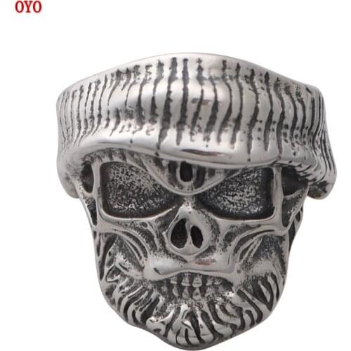 Real S925 Silver Skull Head Open Mens Ring New Style