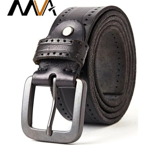MVA Cow Genuine Leather Luxury Strap Male Belts for Men New Fashion Classice Vintage Pin Buckle Leather Belt Male Belt Men