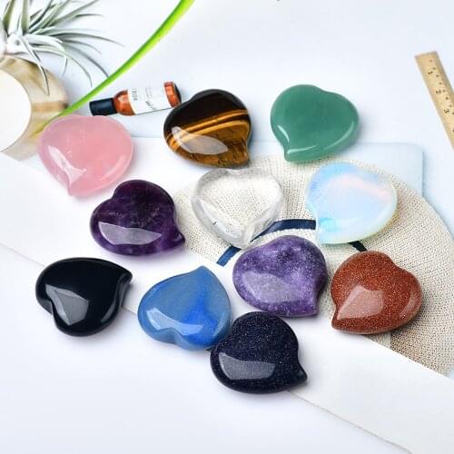 Natural Rose Clear Crystal Amethyst Lepidolite Aventurine Obsidian Tiger Eye Love Heart Healing Gemstone Pendant Necklace Gift