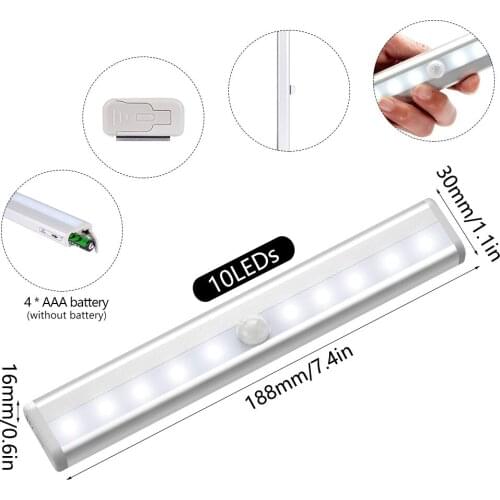 1/3 Pcs PIR Motion Sensor Night Light Dimmable Closet Lights LED Under Cabinet Light for Cupboard Wardrobe Stairs Kitchen